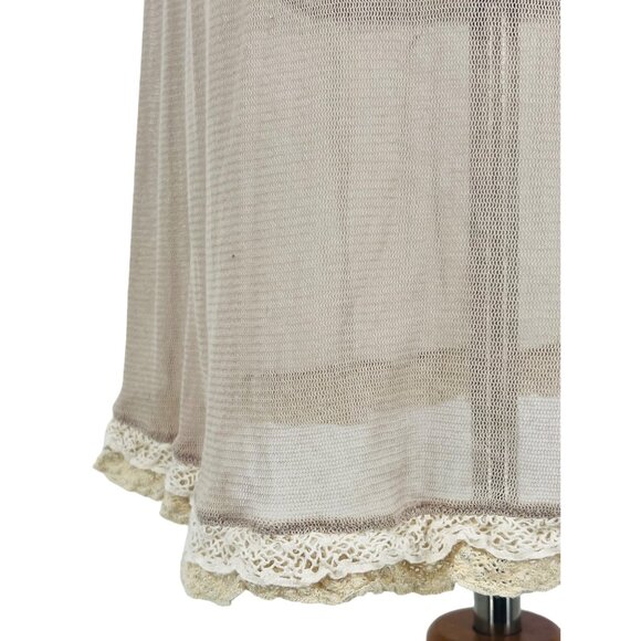 Vintage Anthropologie Eloise Beige Lace Crochet Trim Camisole Nighty Slip Dress - Picture 4 of 13